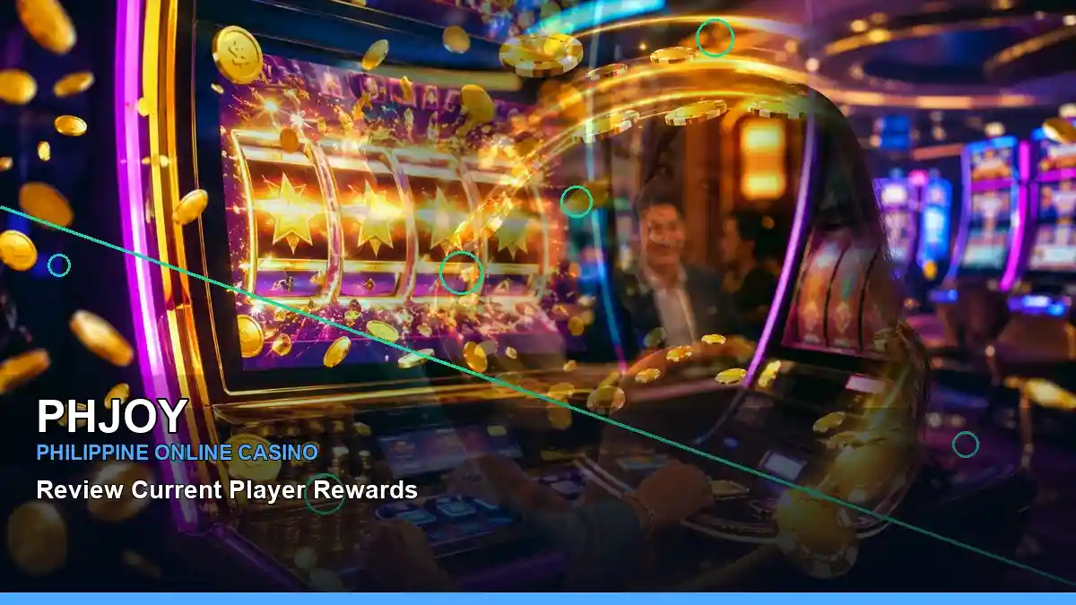PHJOY Philippines casino guide with layered collage play phone mobile casino games and an adult Filipina casino host
